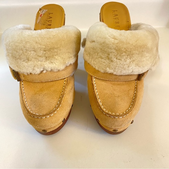 Ralph Lauren Tan Shearling Clogs - Picture 3 of 11